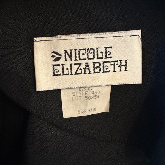 VINTAGE 1990s NICOLE ELIZABETH BLACK MIDI DRESS WITH BLACK BEAD DETAIL. SZ 9/10 - Picture 9 of 9